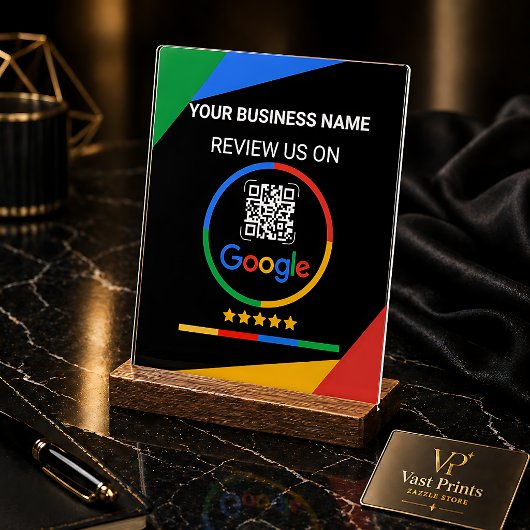 Moderne Zwarte Google Review QR Code Acryl Bord