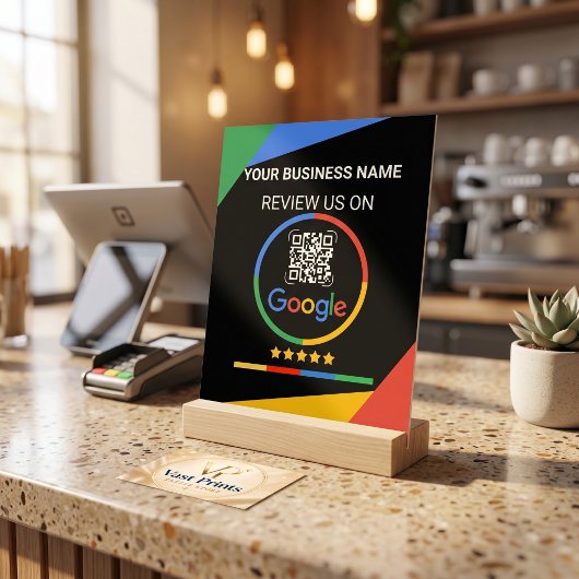 Moderne Zwarte Google Review QR Code Acryl Bord