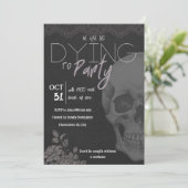 Moderne zwarte gothic schedel vrouwelijk volwassen kaart (Staand voorkant)