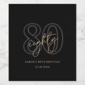 Moderne Zwarte Goud 80ste Verjaardagsfeest Wijn Etiket (Enkel label)