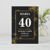 Moderne zwarte goud Acryl inkt textuur Kaart (Staand voorkant)