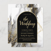 Moderne Zwarte Goud Agaat Marmer Glitter Bruiloft (Voorkant / Achterkant)