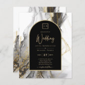 Moderne Zwarte Goud Agaat Marmer Glitter Bruiloft (Voorkant / Achterkant)