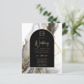 Moderne Zwarte Goud Agaat Marmer Glitter Bruiloft (Staand voorkant)