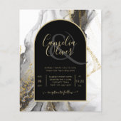 Moderne Zwarte Goud Agaat Marmer Glitter Bruiloft Flyer (Voorkant)