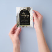 Moderne Zwarte Goud Agaat Marmer Glitter Bruiloft Flyer (Hand)