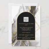 Moderne Zwarte Goud Agaat Marmer Glitter Bruiloft Kaart (Achterkant)