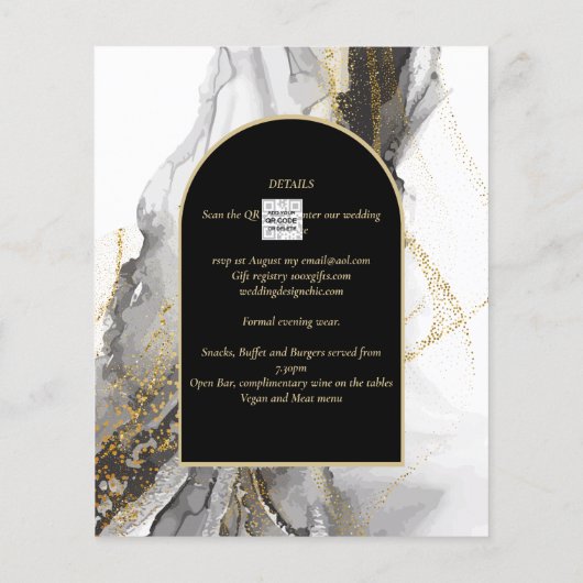 Moderne Zwarte Goud Agaten Marmer Glitter Bruiloft (Achterkant)