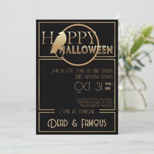 Moderne Zwarte Goud Chic Volwassenen Glamour Hallo Kaart (Staand voorkant)