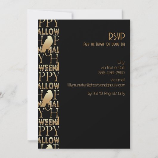 Moderne Zwarte Goud Chic Volwassenen Glamour Hallo Kaart (Achterkant)