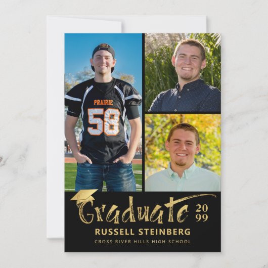 Moderne Zwarte Goud Kwaststreek Geslaagd 4 Foto's Aankondiging (Voorkant)