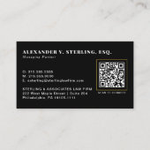 Moderne Zwarte Goud QR Code Luxe Professioneel Visitekaartje (Voorkant)