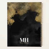 Moderne Zwarte Goud Schrift Naam Monogram Planner (Achterkant)