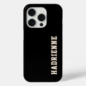 Moderne Zwarte Goud Witte Monogram Omlijning Naam Case-Mate iPhone Case (Achterkant)
