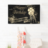 Moderne zwarte goudballonnen, glas, hiel spandoek (Insitu)