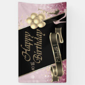 Moderne zwarte goudballonnen, glas, hoge hiel spandoek (Verticaal)