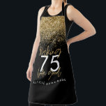 Moderne, zwarte goudbewerkbare verjaardag schort<br><div class="desc">Moderne zwarte goudglitter-verjaardagsontwerp - verander de leeftijd die bij uw gelegenheid past</div>