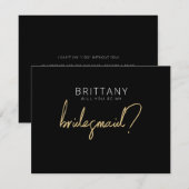 Moderne zwarte + goudbruidsvoorstelling Kaart Notitiekaartje (Voorkant / Achterkant)