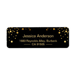 Moderne zwarte goudConfetti Stippen Etiket