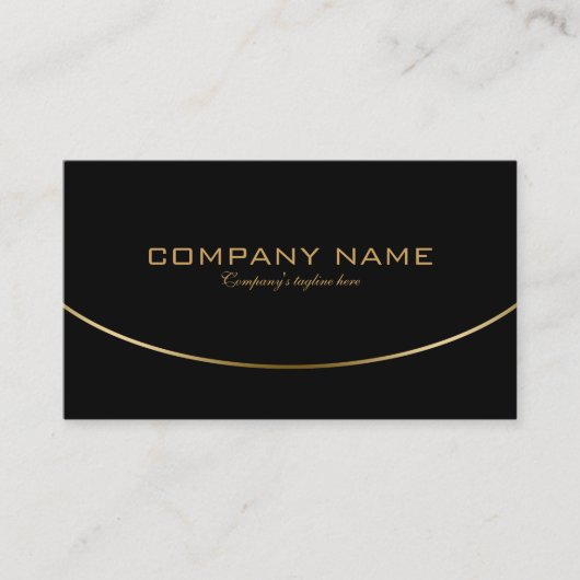 Moderne, zwarte & goudeenvoudige geometrische vorm visitekaartje (Voorkant)
