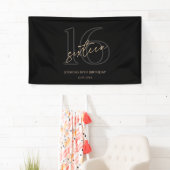 Moderne Zwarte Gouden 16e Verjaardagsfeest Banner (Insitu)
