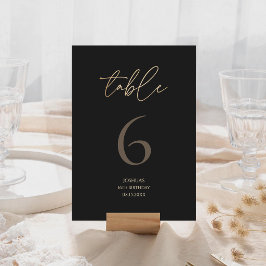 Moderne Zwarte Gouden 16e Verjaardagsfeest Tafelnu RSVP Kaartje