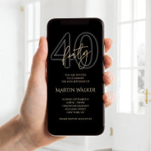 Moderne Zwarte Gouden 40e Verjaardag Mobiele Uitno