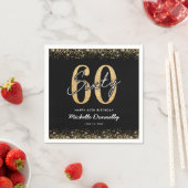 Moderne Zwarte Gouden 60e Verjaardag Servetten (Insitu)