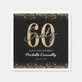 Moderne Zwarte Gouden 60e Verjaardag Servetten (Voorkant)