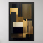 Moderne Zwarte Gouden Abstracte Geometrische Poster (Voorkant)