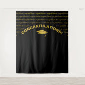 Moderne Zwarte Gouden Afstudeerversiering Wandkleed (Voorkant)