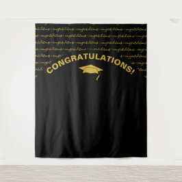 Moderne Zwarte Gouden Afstudeerversiering Wandkleed