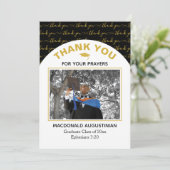 Moderne zwarte gouden Afstuderen foto Hartelijk da Bedankkaart (Staand voorkant)