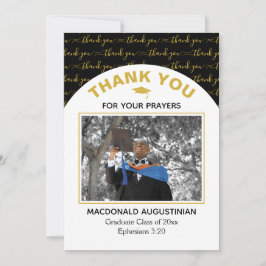 Moderne zwarte gouden Afstuderen foto Hartelijk da Bedankkaart