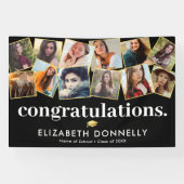 Moderne zwarte gouden Afstuderen fotocollage Spandoek (Horizontaal)