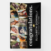 Moderne zwarte gouden Afstuderen fotocollage Spandoek (Verticaal)