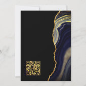 Moderne Zwarte Gouden Agaat Custom QR Code Wedding Kaart (Achterkant)