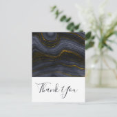 Moderne Zwarte & Gouden Agaat Steen Abstract Bedan Briefkaart (Staand voorkant)