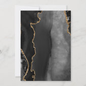 Moderne Zwarte Gouden Agate Script Leisteen Huweli Kaart (Achterkant)