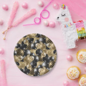 Moderne zwarte gouden ballon 50e verjaardag papieren bordje (Feest)