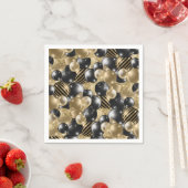 Moderne zwarte gouden ballon 50e verjaardag servet (Insitu)