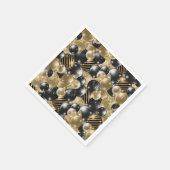 Moderne zwarte gouden ballon 50e verjaardag servet (Hoek)