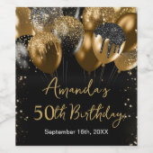 Moderne zwarte gouden ballonnen van afgelopen dag wijn etiket (Enkel label)