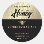 Moderne zwarte gouden bijenkast Honey jar Ronde Sticker (Voorkant)