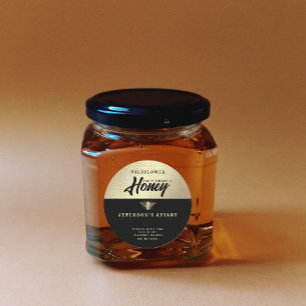 Moderne zwarte gouden bijenkast Honey jar Ronde Sticker