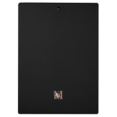 Moderne Zwarte Gouden Blush Roze Bloemige Monogram Klembord (Achterkant)