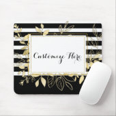 Moderne zwarte gouden botanische bladeren Glamour  Muismat (Met muis)