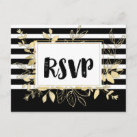 Moderne Zwarte Gouden Botanische Glamour Bruiloft 
