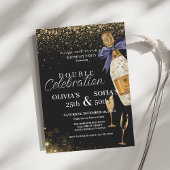 Moderne zwarte gouden champagne elke leeftijd verj kaart