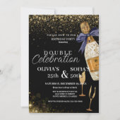 Moderne zwarte gouden champagne elke leeftijd verj kaart (Voorkant)